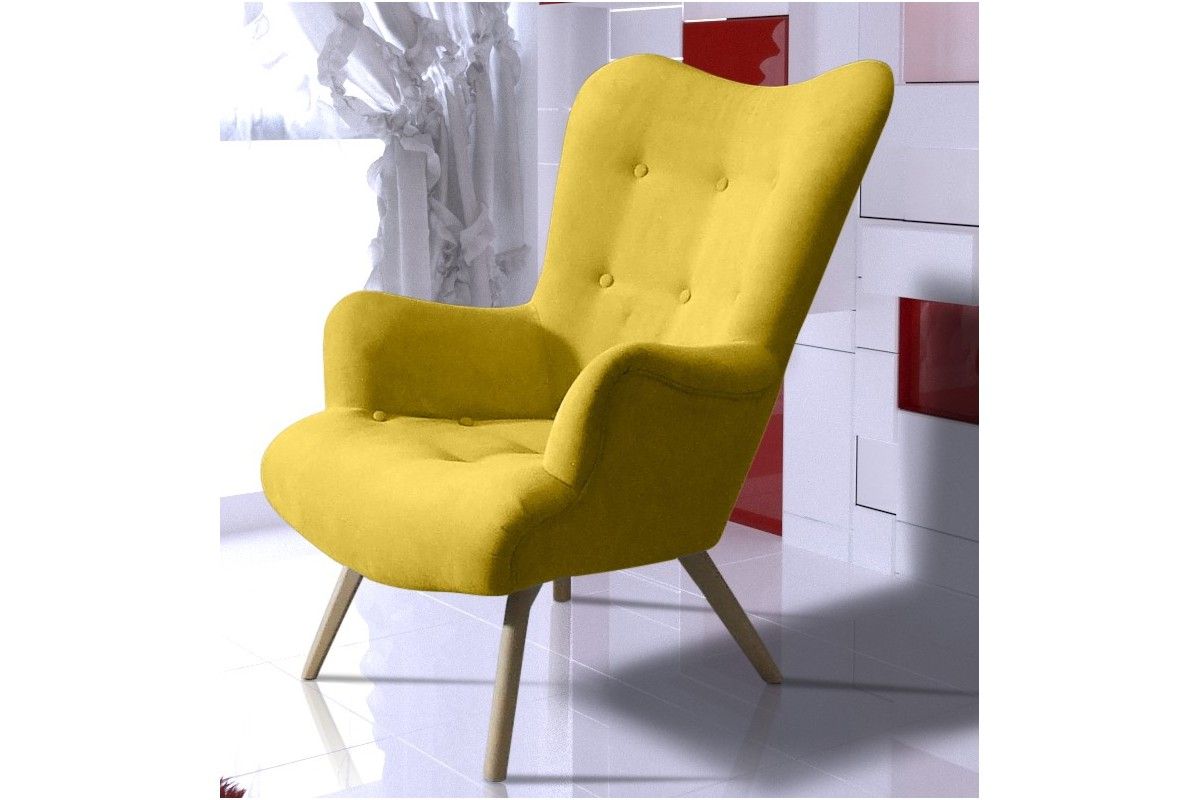 Dekoracyjny fotel LORI żółty
