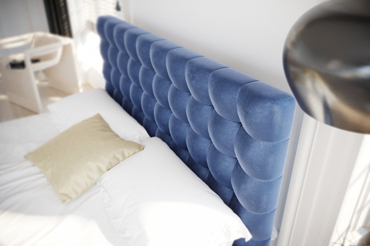 Identify Thank cabin Eleganckie łóżko tapicerowane SOFT z ozdobnym zagłowiem Rozmiar łóżka 140 x  200cm Rama Drewniana Kryształki Nie