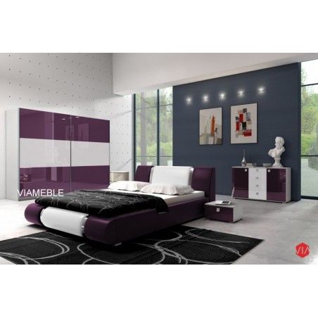 Sypialnia AGAT w kolorze biało - fioletowym