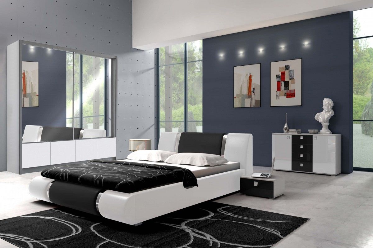 Sypialnia LUXURY w kolorze biało - czarnym
